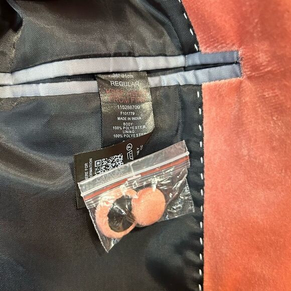 Topman slim double breasted six button velvet blazer in pink - Picture 5 of 11